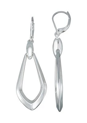 Silver Tone Oval Drop Earrings