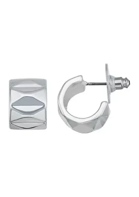 Silver Tone Huggie Earrings