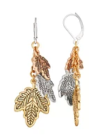 Gold Tone Fall Leaves Linear Earrings