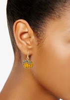 Gold Tone Pumpkin Lever Back Earrings