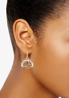 Gold Tone Turkey Lever Back Earrings