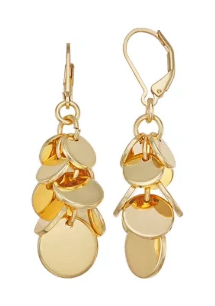 Gold Tone Droplets Chandelier Earrings