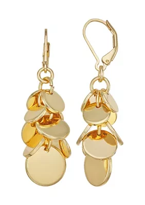 Gold Tone Droplets Chandelier Earrings