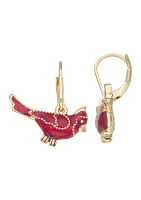 Gold Tone Cardinal Drop Earrings