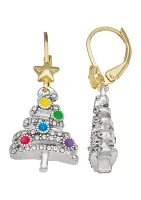 Two Tone Christmas Tree Drop Earrings