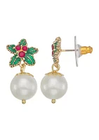 Gold Tone Pearl Drop Earrings