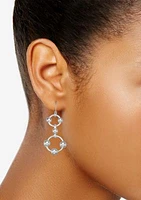 Silver Tone Yours Truly Double Drop Earrings