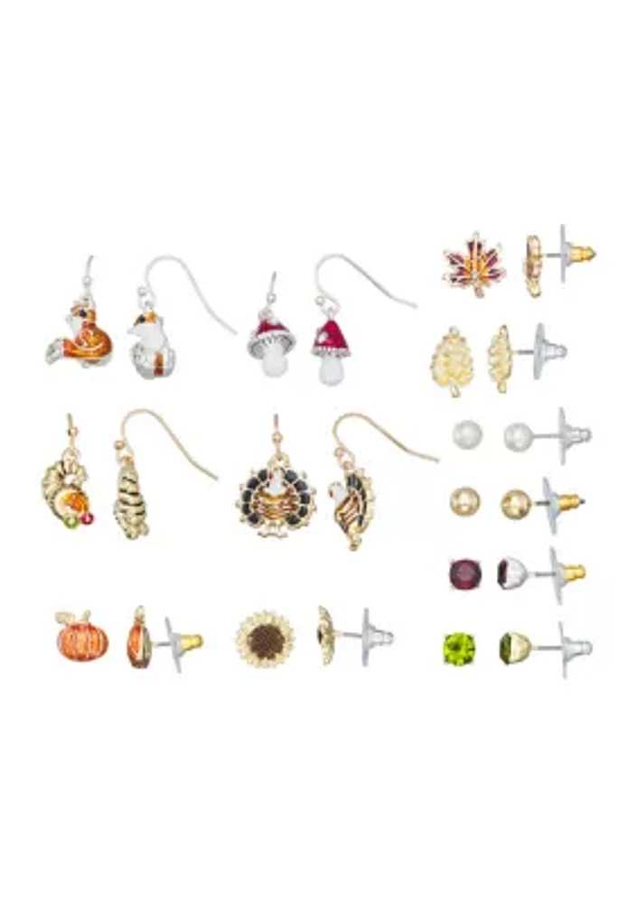 Two Tone 12 Days of Fall Earrings Set