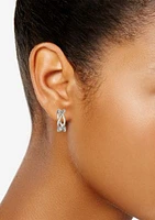 Silver Tone Open C Hoop Earrings