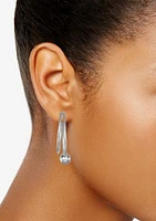 Silver Tone Double Hoop Earrings