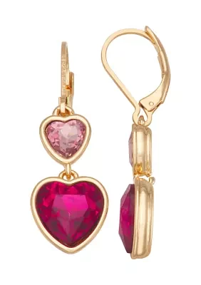 Gold Tone Love Double Drop Earrings