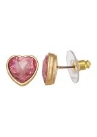 Gold Tone Heart Stud Earrings