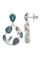 Silver Tone Color Bulb Double Drop Earrings