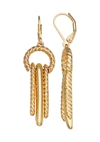 Gold Tone Rope Double Drop Earrings