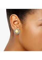 Gold Tone Rope Stud Button Earrings