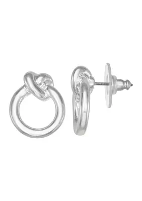 Silver Tone Knot Stud Earrings