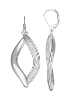 Silver Tone Smoother Drop Lever Back Earrings