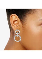 Silver Tone Twisted Double Drop Earrings