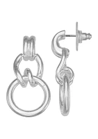 Silver Tone 11 Millimeter Knot C Hoop Earrings