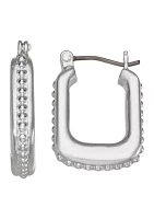 Silver Tone 19 Millimeter Square Hoop Earrings