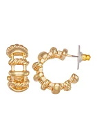 Gold Tone Rope C Hoop Earrings