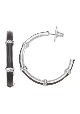 Silver Tone Jet 38 Millimeter C Hoop Earrings