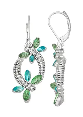 Silver Tone Multi Flower Drop Earrings