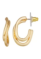 Gold Tone C Hoop Earrings