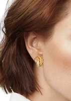 Gold Tone  Knotted Button Stud Earrings