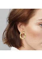 Gold Tone Oval Drop Earrings