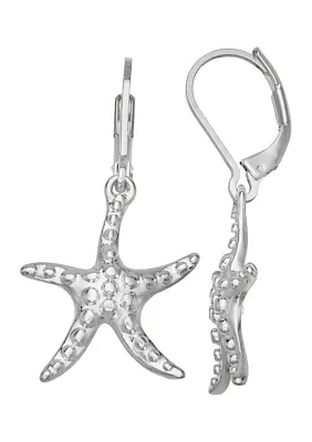 Silver Tone Star Drop Earrings