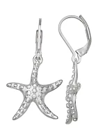 Silver Tone Star Drop Earrings