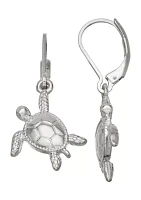 Silver Tone Turtle Drop Earrings