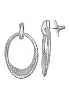 Silver Tone Twisted Drop Earrings