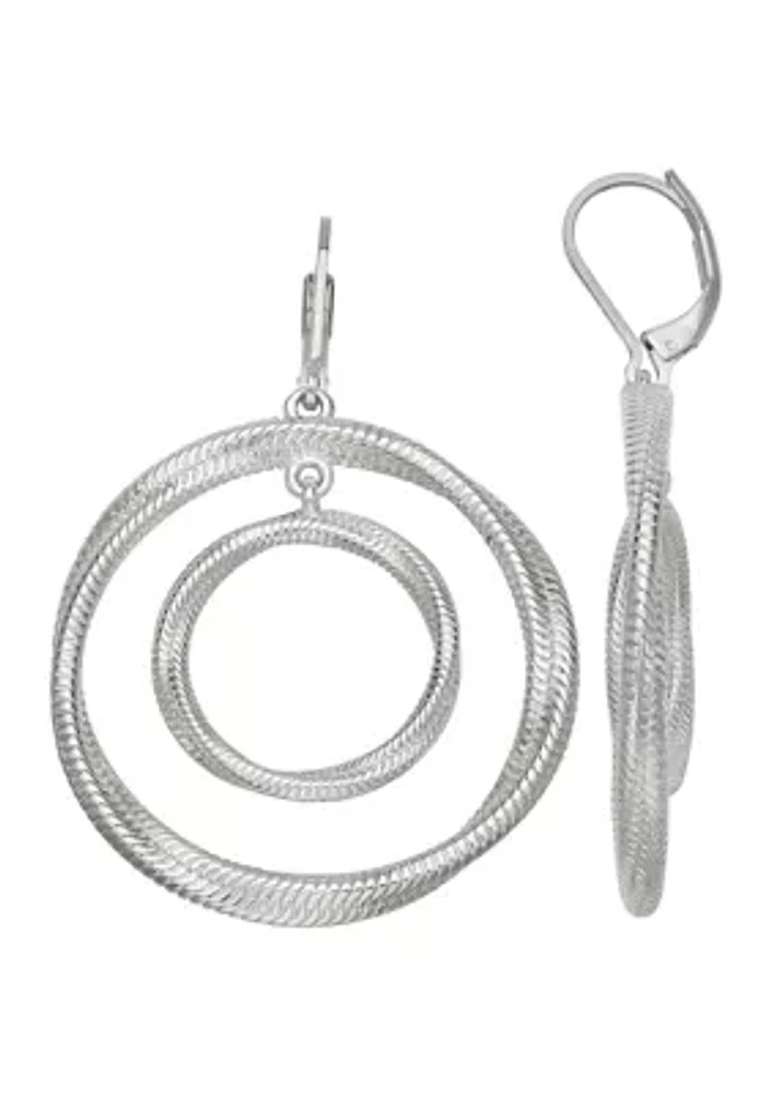 Silver Tone Twisted Orbital Earrings