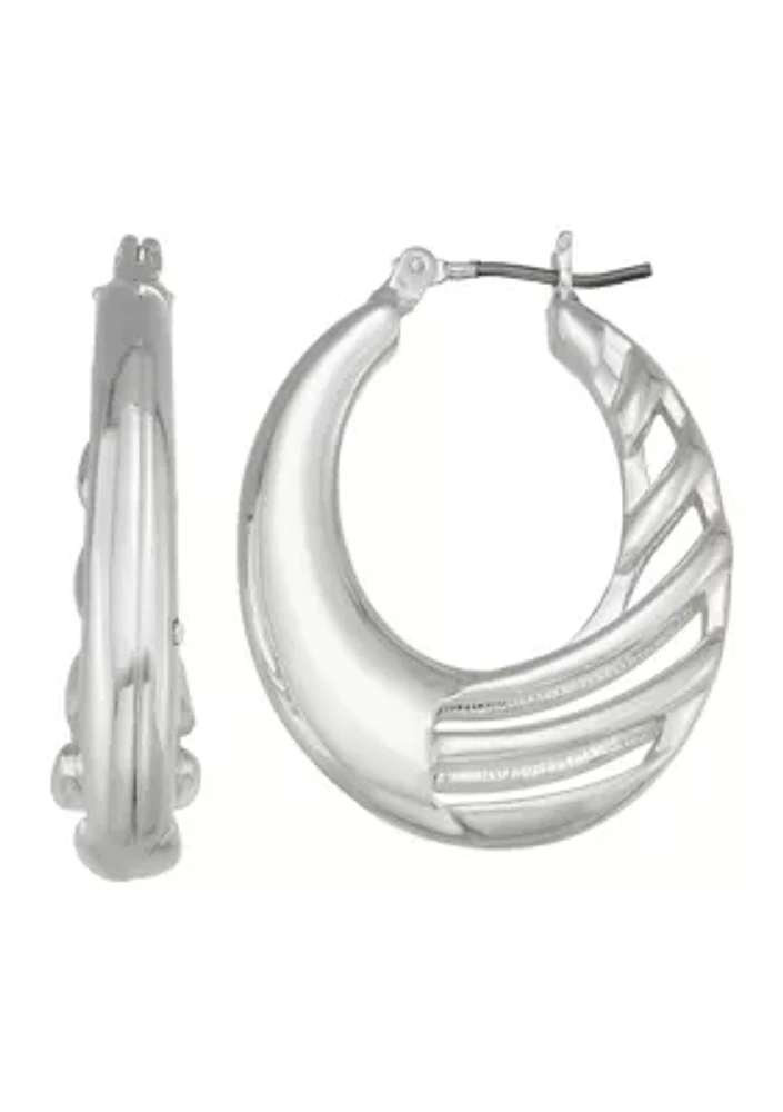 29 Millimeter Silver Tone Hoop Earrings