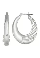 29 Millimeter Silver Tone Hoop Earrings