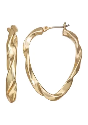 34 Millimeter Gold Tone Butterfly Oval Hoop Earrings