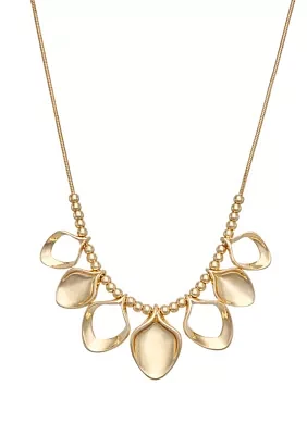 Gold Tone Twist Frontal Necklace