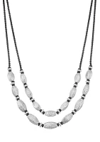 Silver Tone 16'' Black Treasure Multi Row Necklace