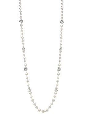 Silver Tone 42'' Pearl Strandage Necklace