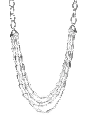 Silver Tone Multi Row Necklace