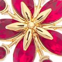 Gold Tone Red Poinsettia Frontal Necklace