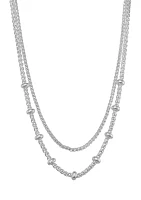 Silver Tone Smooth Multirow Necklace