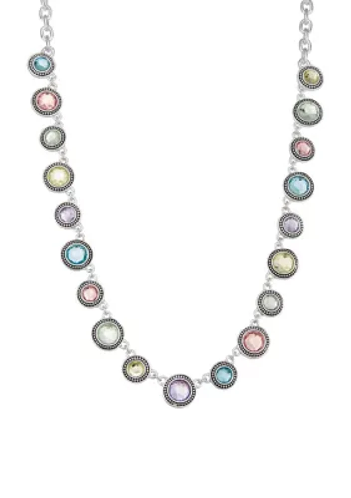 Silver Tone Rainbow Collar Necklace