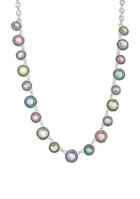 Silver Tone Rainbow Collar Necklace