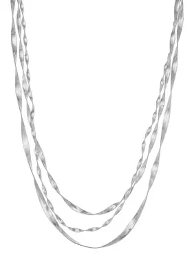 Silver Tone Twisted Multirow Necklace