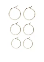 Set of Three Silver-Tone Hoop Earrings