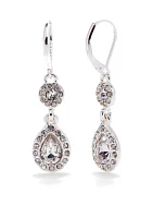 Silver-Tone and Crystal Double Drop Earrings