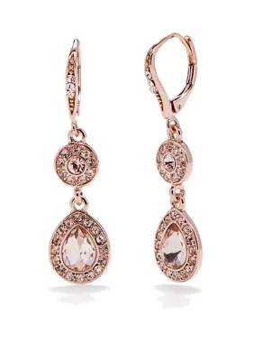 Rose Gold Tone Lever Back Drop Earrings